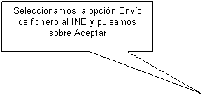 Llamada rectangular: Seleccionamos la opci�n Env�o de fichero al INE y pulsamos sobre Aceptar