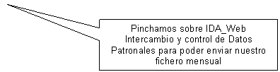 Llamada rectangular: Pinchamos sobre IDA_Web Intercambio y control de Datos Patronales para poder enviar nuestro fichero mensual